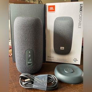 JBL Link Smart Portable Wi-Fi and Bluetooth Speaker w Google Assistant - Gray